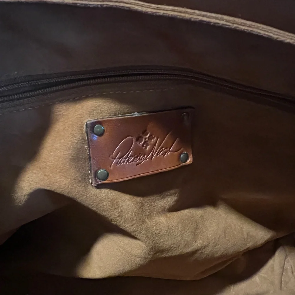 Patricia Nash Brown Embossed Leather Satchel Bag
